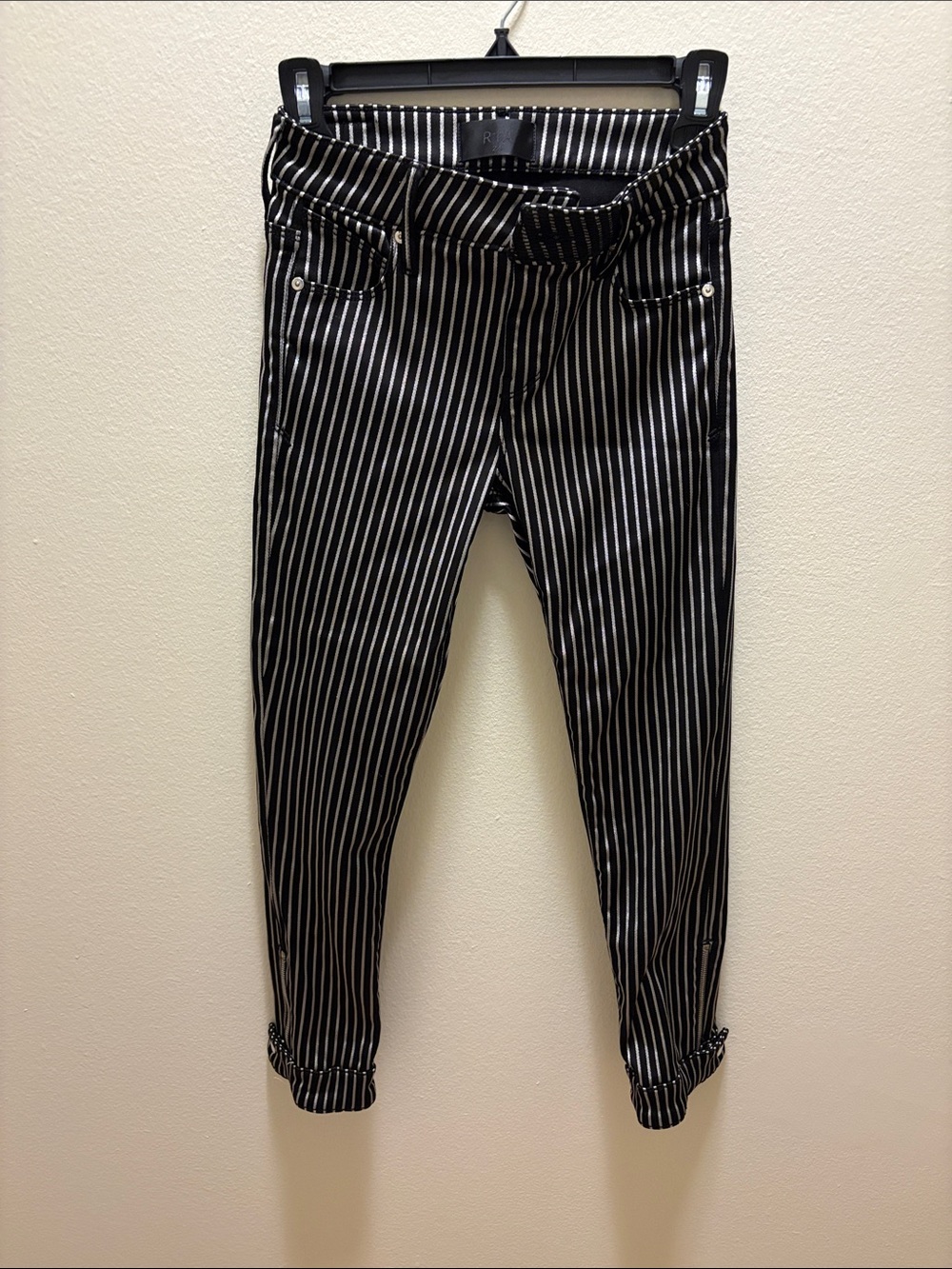 NWOT black striped RtA pants